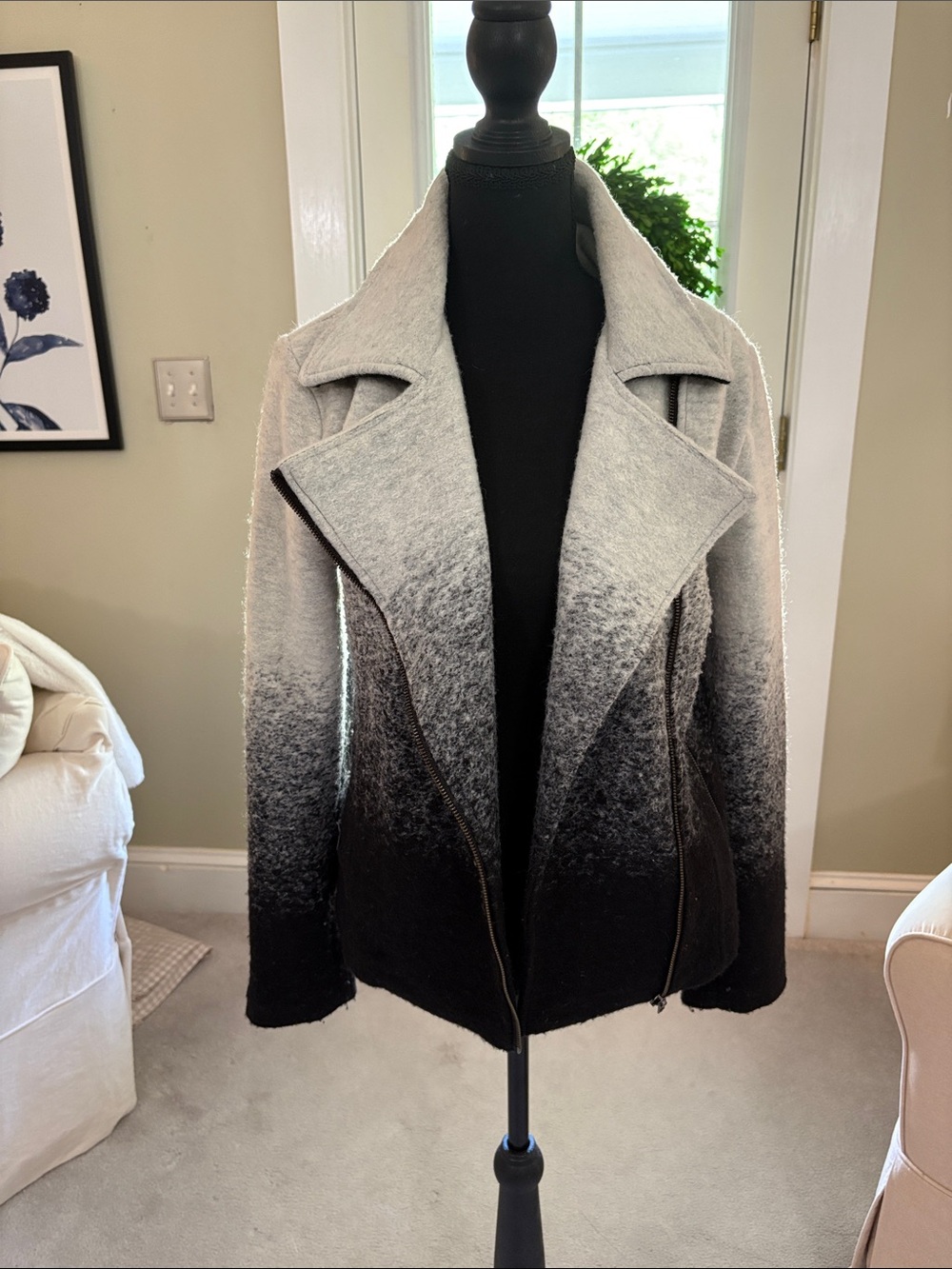 BB Dakota Ombre Zip-Front Jacket in Gray and Black